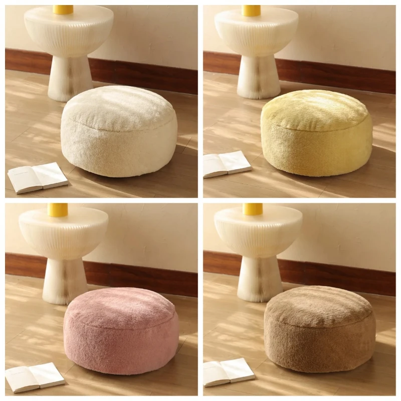 Housse de coussin ronde en peluche lavable, housse de futon, housse de tabouret de sol, décoration d'intérieur, pouf marocain, pouf de méditation, sans rembourrage