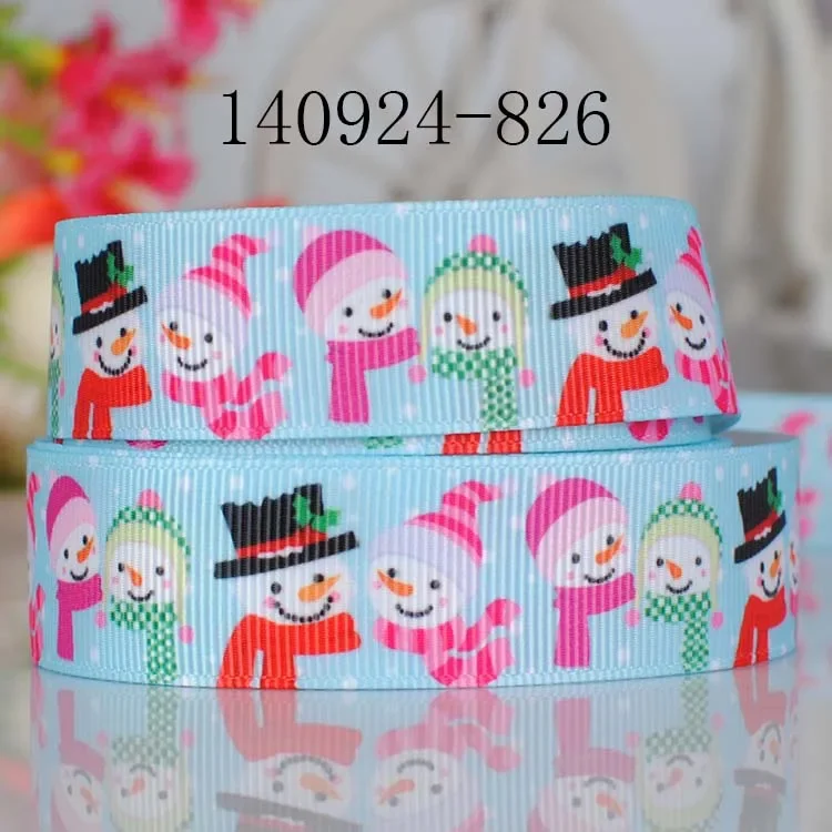 10yards -different Sizes -Christmas Snowman Ribbon Printed Grosgrain Ribbon