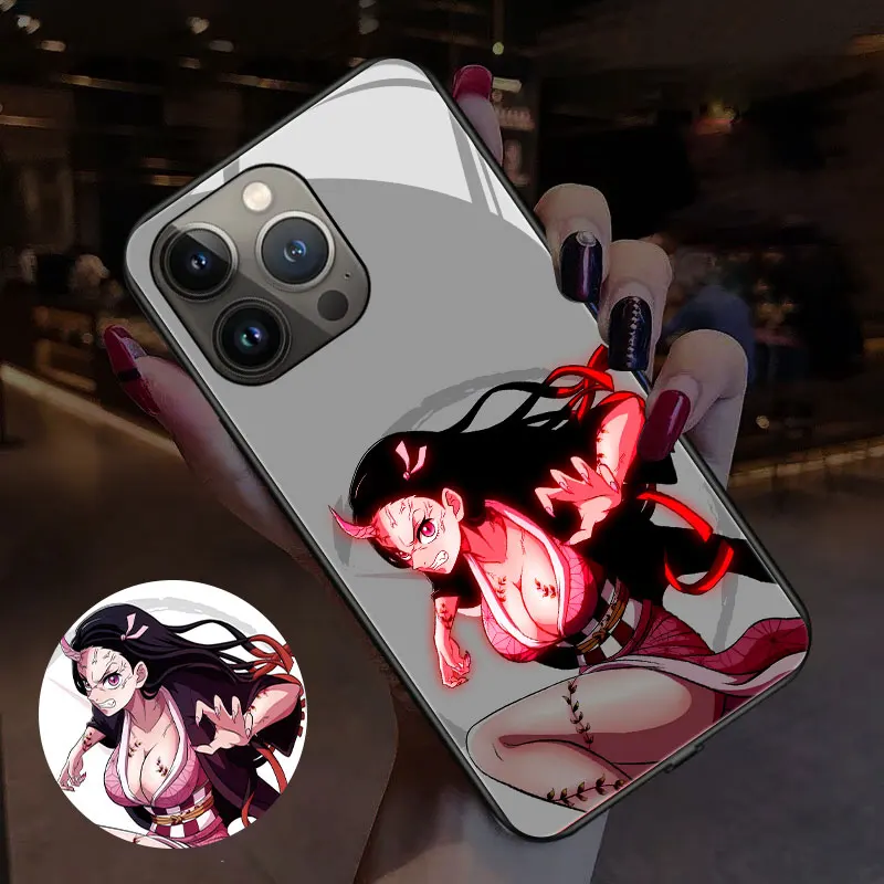 

Cyber Punk and Anime Girl Demon Slayer LED Smart Luminous Phone Case For Oneplus 7Pro 8T 9RT 10 ACE Racing Full Pprotecive Cover