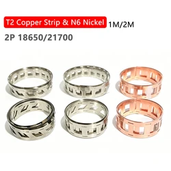 1M/2M 2P T2 Copper & N6 Nickel Welding Strip, Low Resistance Spot Welding Connector for 18650/21700 Li-ion Battery Pack