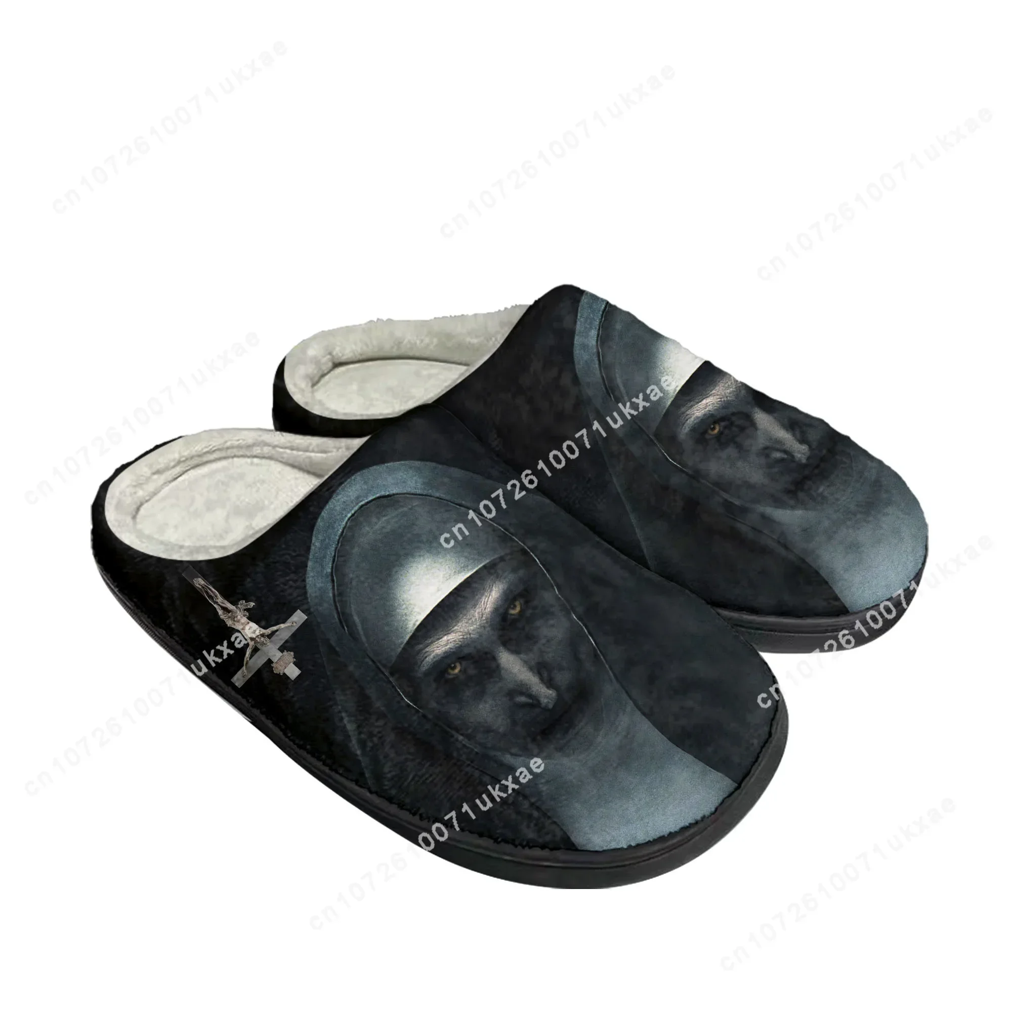 Film The Nun series Home pantofole in cotone uomo donna peluche camera da letto Casual tenere in caldo scarpe pantofola termica scarpa fai da te personalizzata