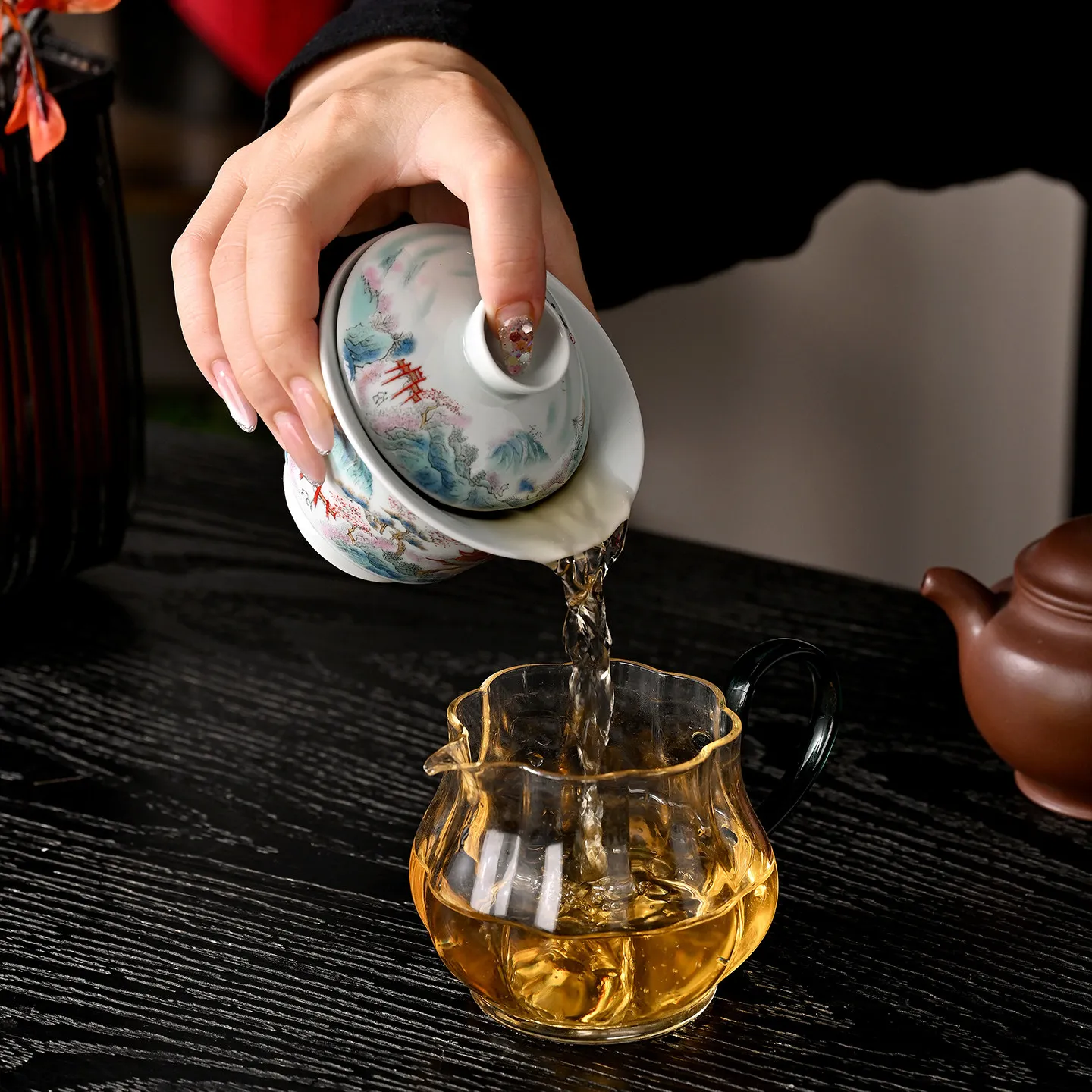 High-End Jingdezhen Enamel Color the Land Is Picturesque Two Tureen Not Hot Tea Brewing Bowl Household Ceramic Cup Small Size