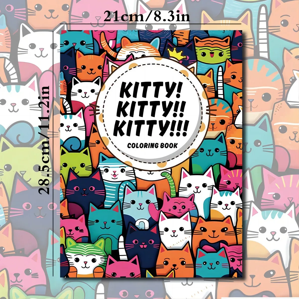 1pc,Meow Coloring Book ,Teenagers Coloring Book,25 Different Patterns,100gsm Thick Paper,Stress Relief,Birthday Gift