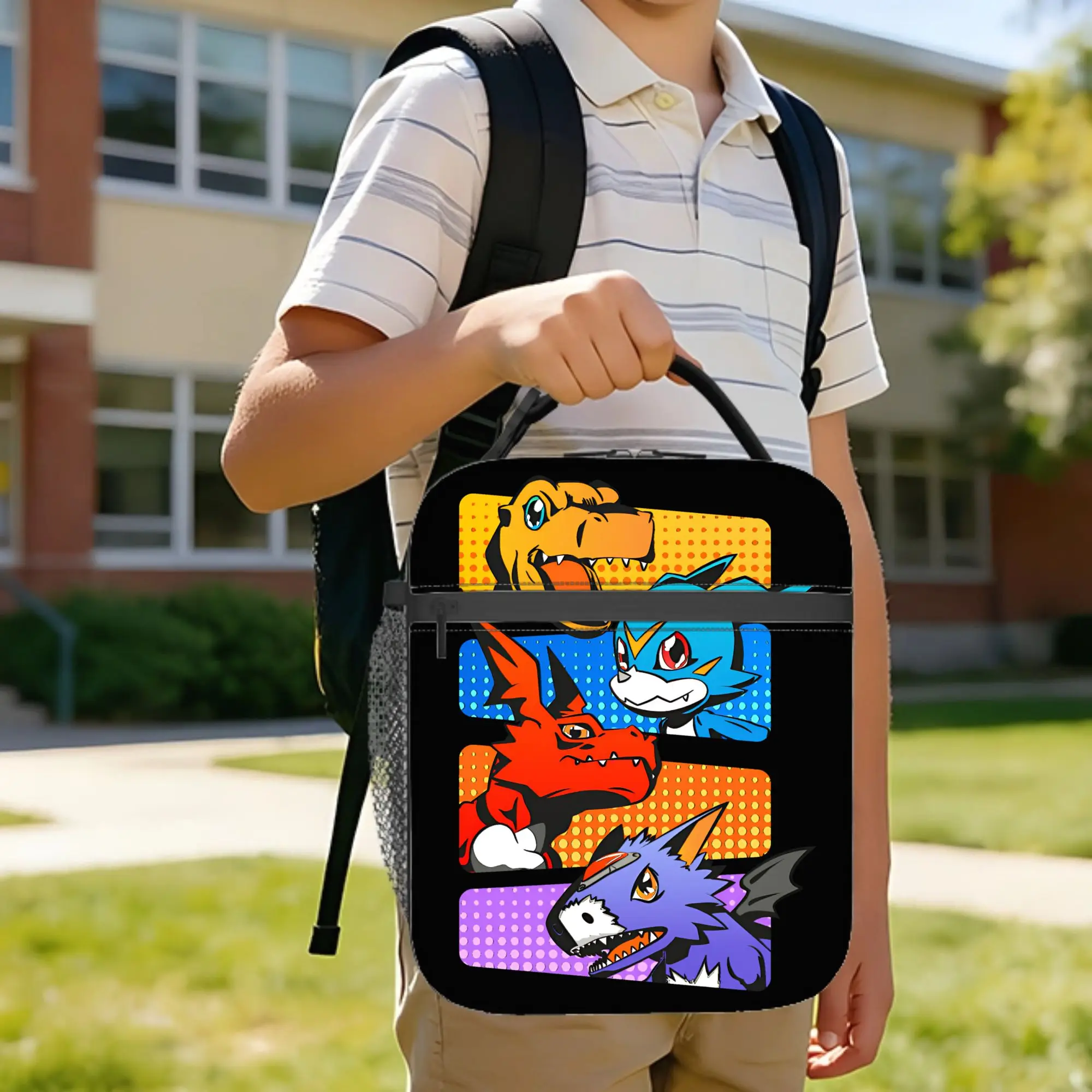 Digimon Digit-allies Insulated Lunch Bags Thermal Bag Meal Container  Leakproof Tote Lunch Box for Men Women Work