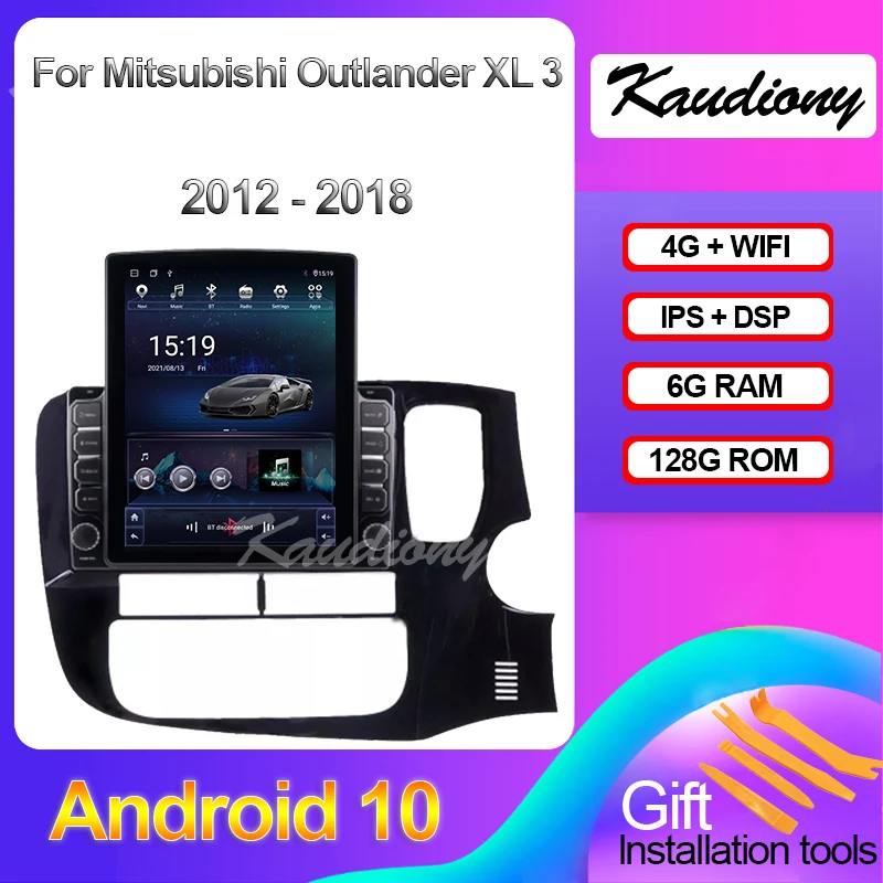 Kaudiony Tesla Style Android 11 For Mitsubishi Outlander XL 3 Car DVD Player Auto Radio GPS Navigation 4G Stereo DSP 2012-2018