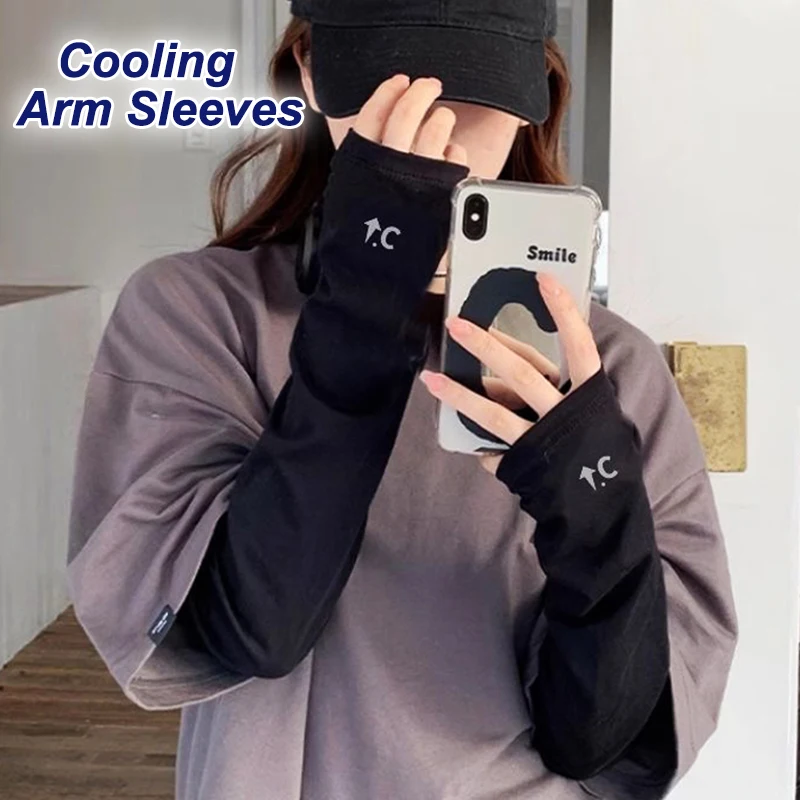 Unisex Cooling Arm Sleeves Outdoor Sun Protection Quick Dry Ice SilkArm Cover for Cycling Driving