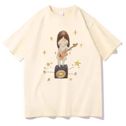 Yoshitomo Nara Guitar Gurl Print T-shirt Men Women Fashion Cartoon Oversized Short Sleeve Tshirt Unisex Casual Vintage T Shirts