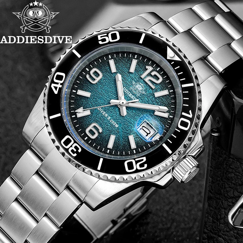 

ADDIESDIVE Men's Diver Quartz Watch 41mm Waterproof 20Bar Super Luminous Wristwatch AD2513 Stainless Steel Fashion Watches Gift