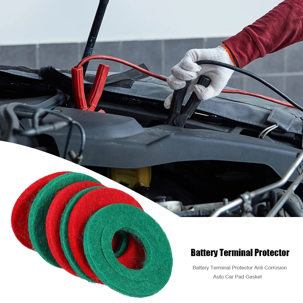 10pcs Auto Car Battery Terminal Protector Gasket Pad Battery Terminal Anti-Corrosion Washer Ring Mat Car Accessories