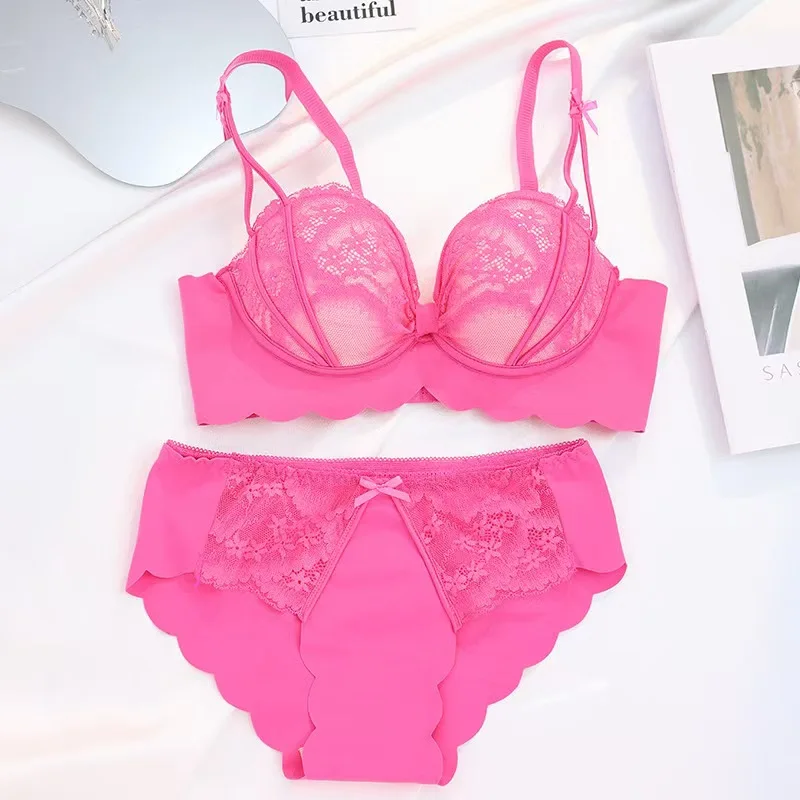 

Japanese Pure Desire Style Lace Bra Set Small Breast Gather Anti-Sagging Push Up Lingerie