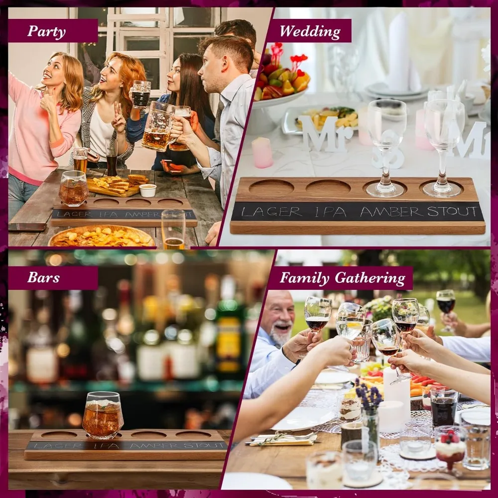 مجموعة طيران الويسكي الخشبي مكونة من 4 قطع مع 8 طباشير من حجر الصابون لتذوق البيرة والويسكي والكوكتيلات والقهوة #6