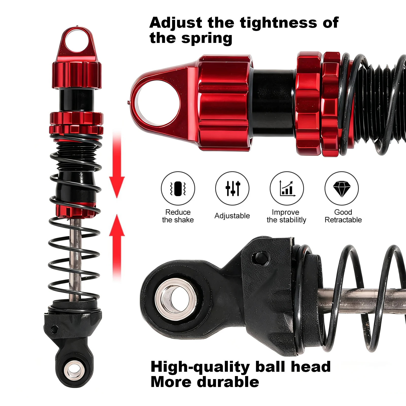 

DUSTAIL 2PCS RC Car Big Bore Oil Shocks Front & Rear Aluminum Shock Absorber For 1/10 SCX10 TRX4 (S1001)