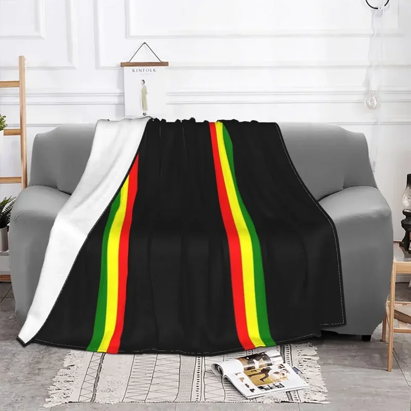 Rasta Stripe Color Pattern Blankets Reggae Jamaican Jamaica Proud Flannel Throw Blankets Autumn/Winter Lightweight Bedspread