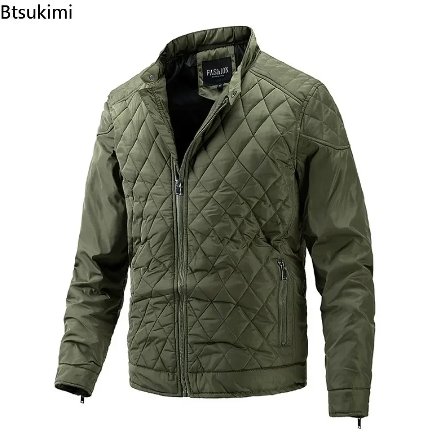 Coupe-vent à grille mince pour hommes, veste chaude, manteau de moteur, vêtements d'extérieur décontractés, vestes optiques, parkas à la mode, automne, hiver, 2025