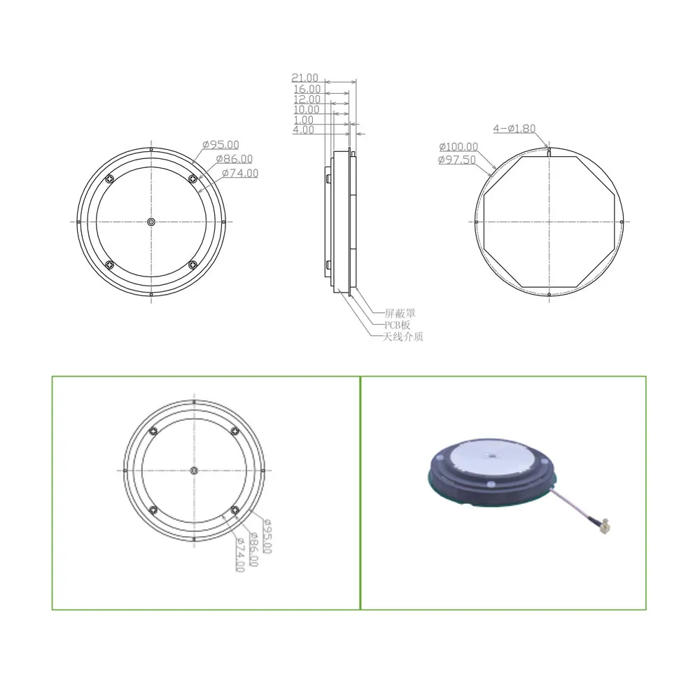 Full Frequency RTK Differential GNSS GPS Beidou GLONASS Built-in Ceramic High-Precision GNSS Satellite Positioning GPS Antenna