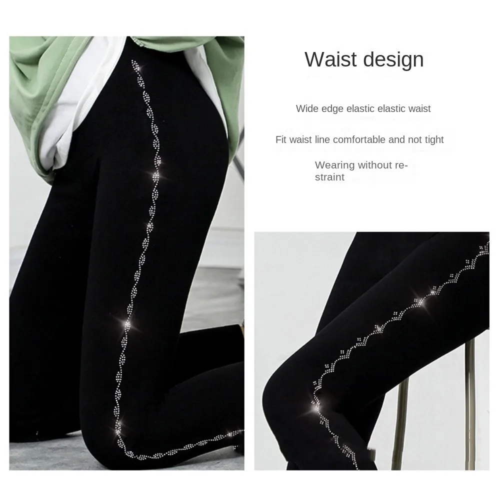 

Bright Drill Glitter Leggings High Waist Super Elastic Leisure Glitter Pant Harem Pants Thicken Diamonds Glitter Pants Office