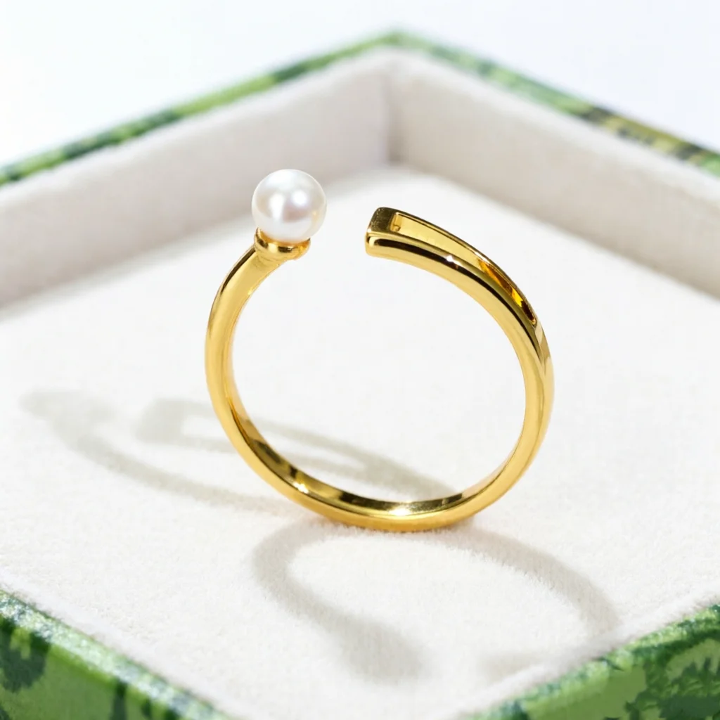 

Minimalist White Round Pearl Ring 5A Freshwater Pearl Gold Open Rings Simple INS Style Jewelry for Women with Gift Box JY ZuBo