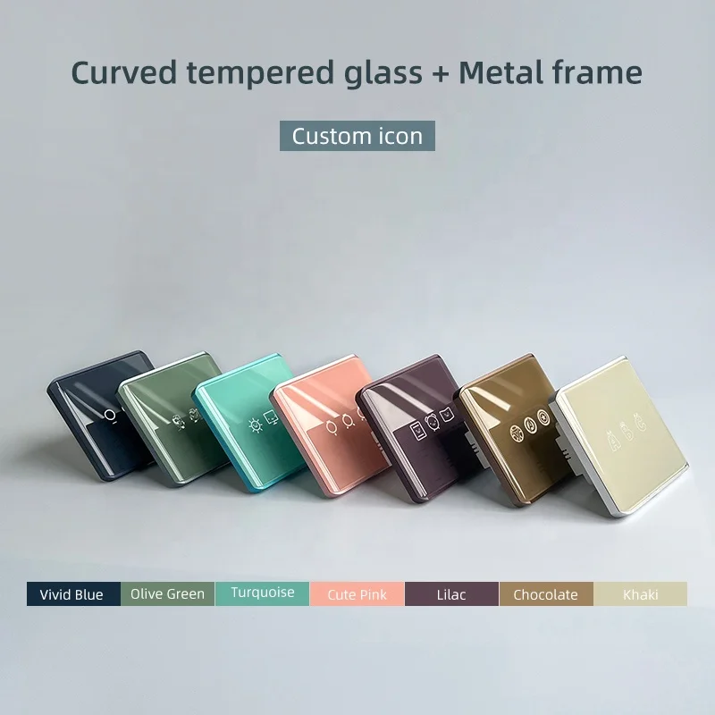 Chambre d'enfant Smart Life pour Zigbee 3.0 16A interrupteur d'éclairage mural 3 gangs avec panneau de verre et icône/logo