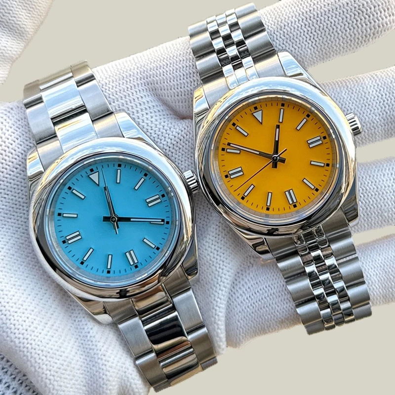 تعديل نموذج دائم 316L حافظة من الفولاذ المقاوم للصدأ لساعة حركة NH35 مع زجاج الياقوت الأدبي المضيء