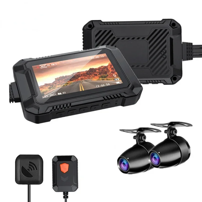 Motorcycle high definition screenless WiFi one key lock GPS dual recorder locomotive recorder