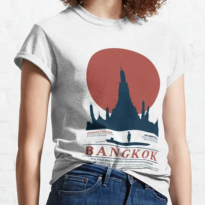 Wat Arun Bangkok Thailand Classic    Unisex summer T-shirt Cotton fashion couple clothes