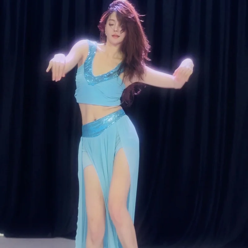 Kostium do tańca brzucha Miękki i wygodny zestaw z siateczki Seksowny strój do ćwiczeń Oriental Dance Training Clothing