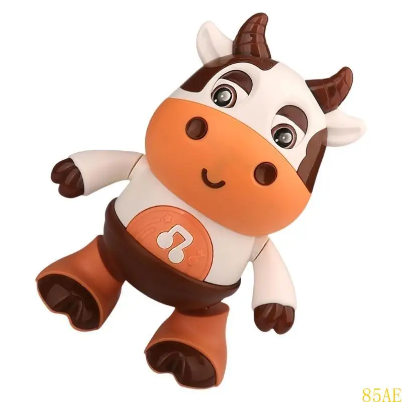85EAE Musical Electronic Cow Toy for Kiddler Light Up Singing Toy Electric Calf Toy Cow with Music Light