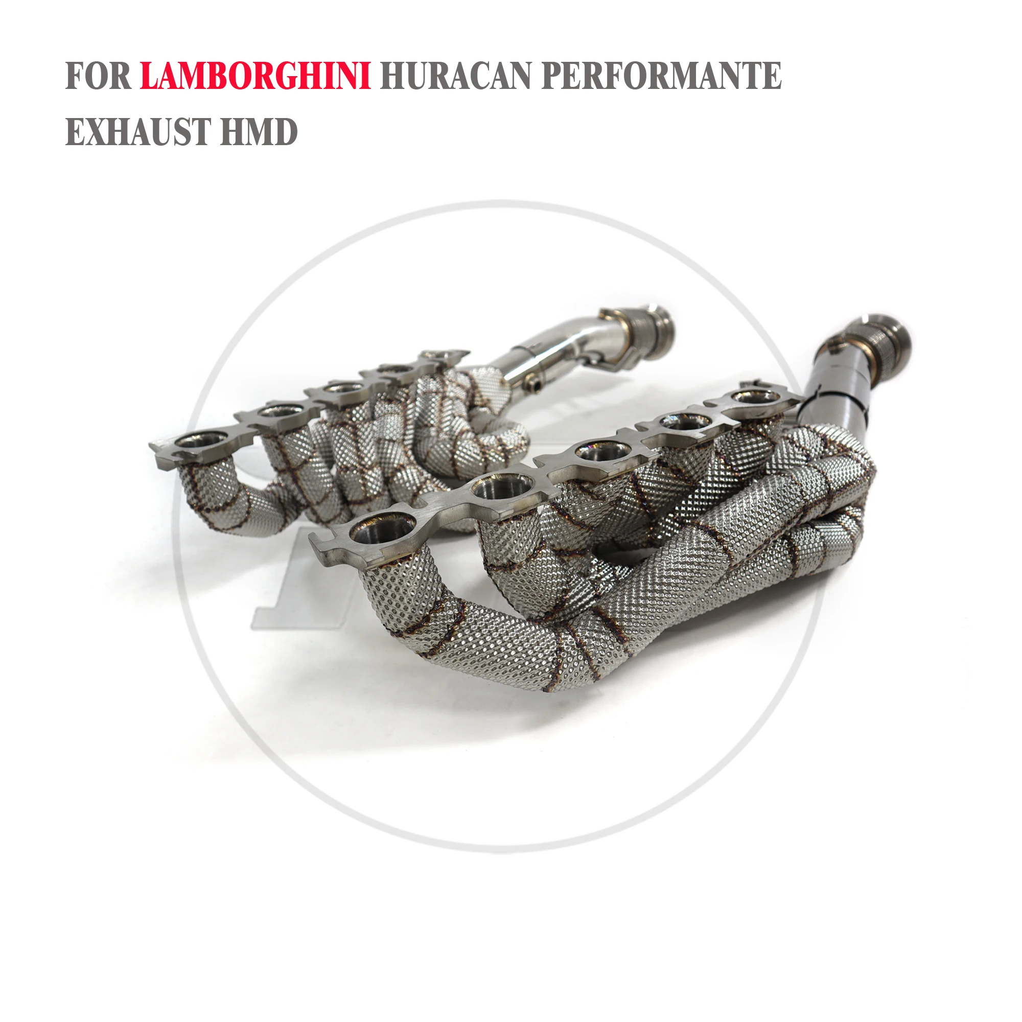 HMD venda quente SS304 sistema de escape cabeçalhos de desempenho de alto fluxo para LAMBORGHINI HURACAN LP610/Audi R8 coletor com escudo térmico