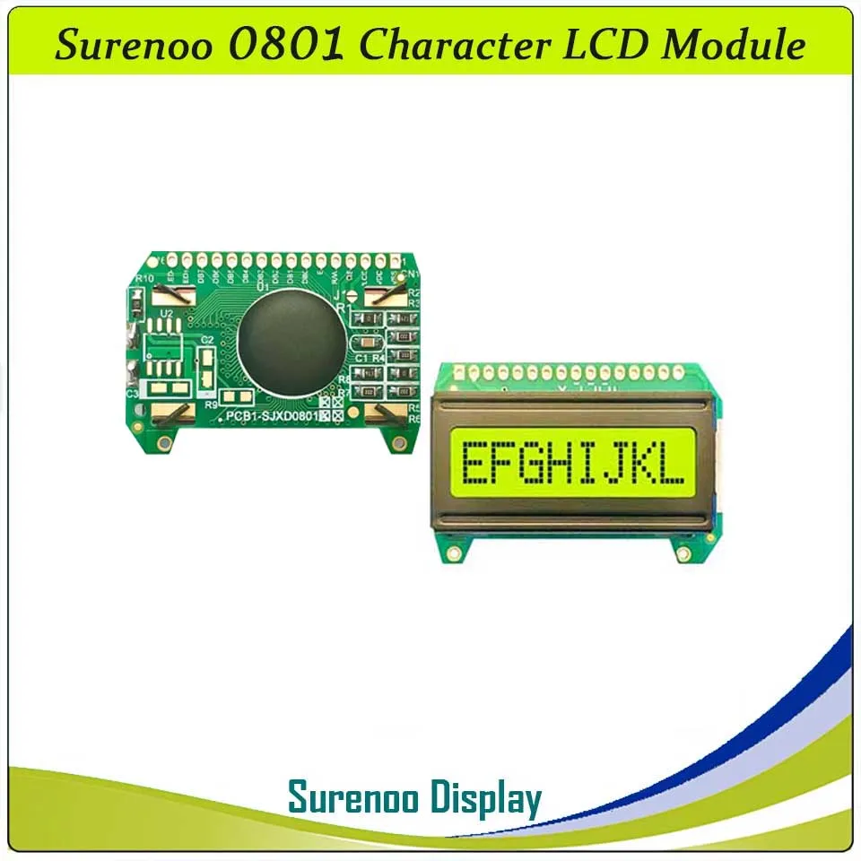 Surenoo 801 0801 8X1 Character LCD Module Display Screen LCM LED Backlight AIP31066 SPLC780D KS0066 HD44780