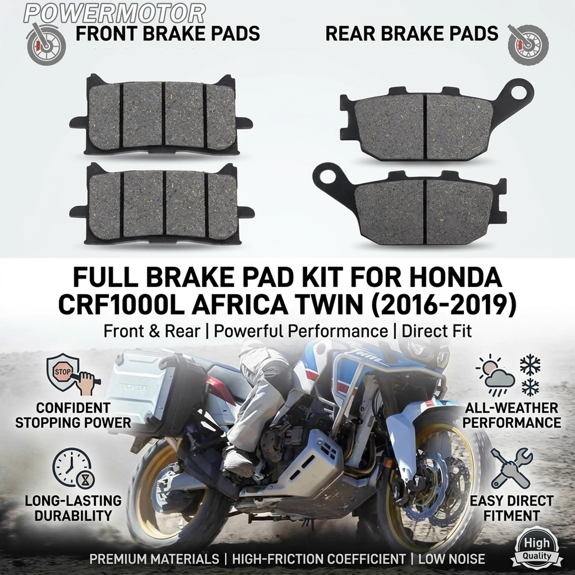 

for Honda CRF 1000 L Front and Rear Brake Pads CRF1000 L CRF1000L African Twin 2016 2017 2018 2019 DirtBike Adventure Moto Parts