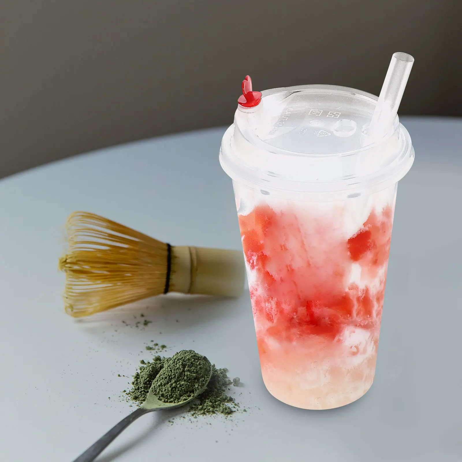 

500ml 17oz PET Plastic Cups Lids Large Capacity Cold Drink Water Juice Beverage Coffee Cup Reusable Clear Thick