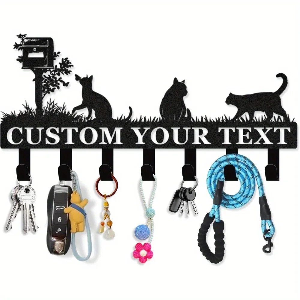 Personalized Dog Leash Holder Wall Custom Name Key Rack Metal Hooks Storage Organizer Decorative Gift for Dog Lovers House Decor