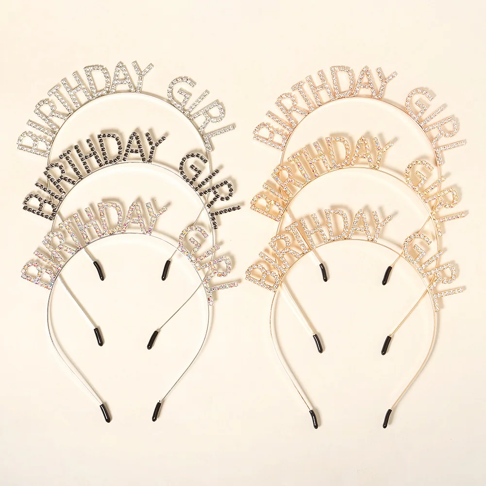 Креативная повязка для волос/повязка на голову с надписью «День рождения девочки» — аксессуар для головного убора с короной для дня рождения со стразами