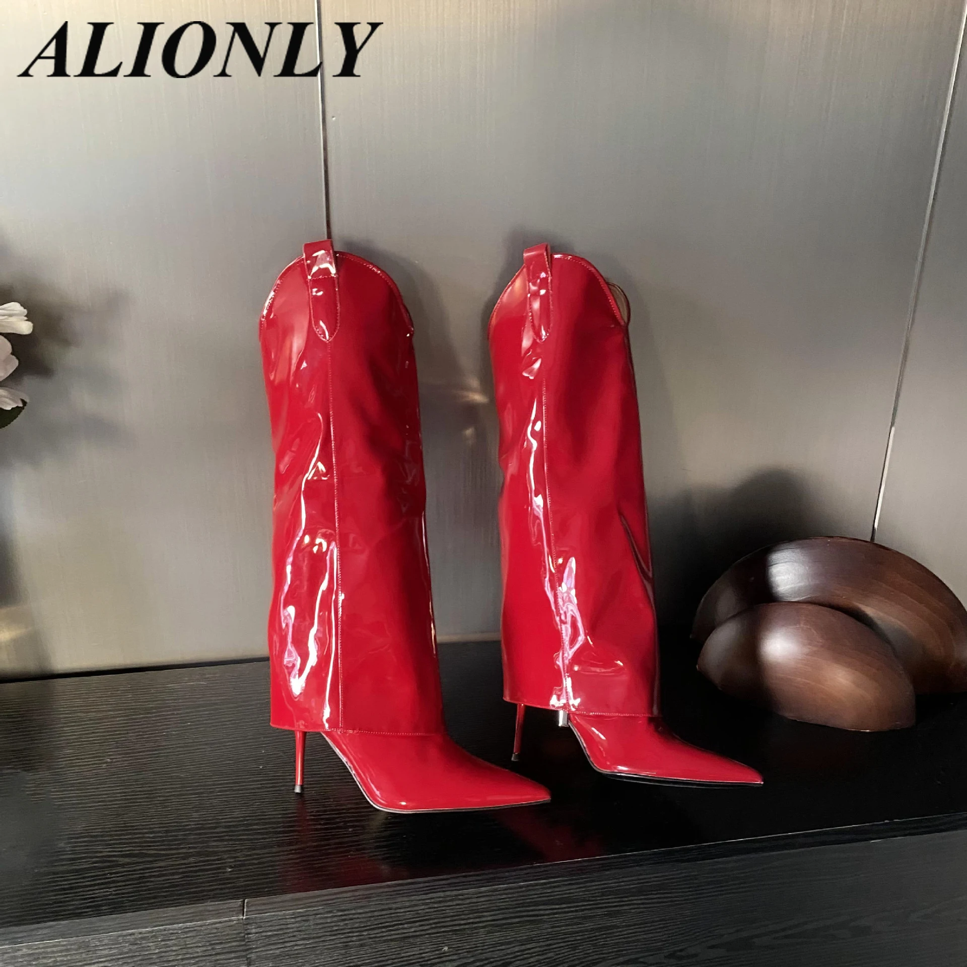

Alionly/2026, новые зимние женские сапоги выше колена, модные вечерние туфли на молнии с острым носком, женские ботильоны до бедра