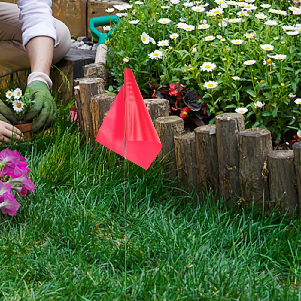 

50Pcs Marking Flags Irrigation Triangular Lawn Yard Supplies Durable PVC Steel Wire Sprinkler System