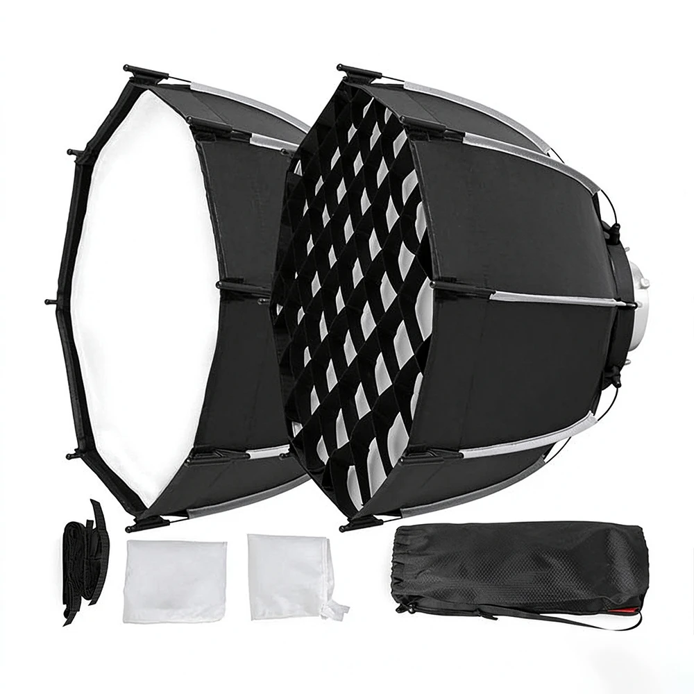 PS45 45cm Quick Release Bowens Octagon Softbox with Honeycomb Grid Portable for Flashes LED Light Portrait Product Short Video