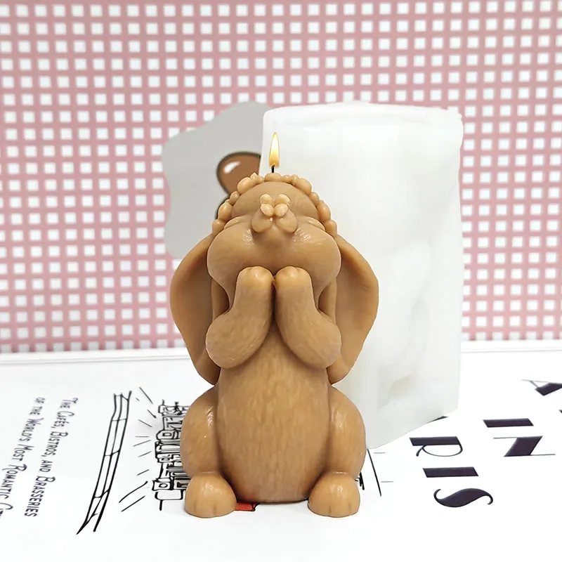 Prayer Rabbit Candle Mold Silicone DIY Handmade Aromatherapy Wax Mold Healing Style Cute Decorative Art Craft Tool