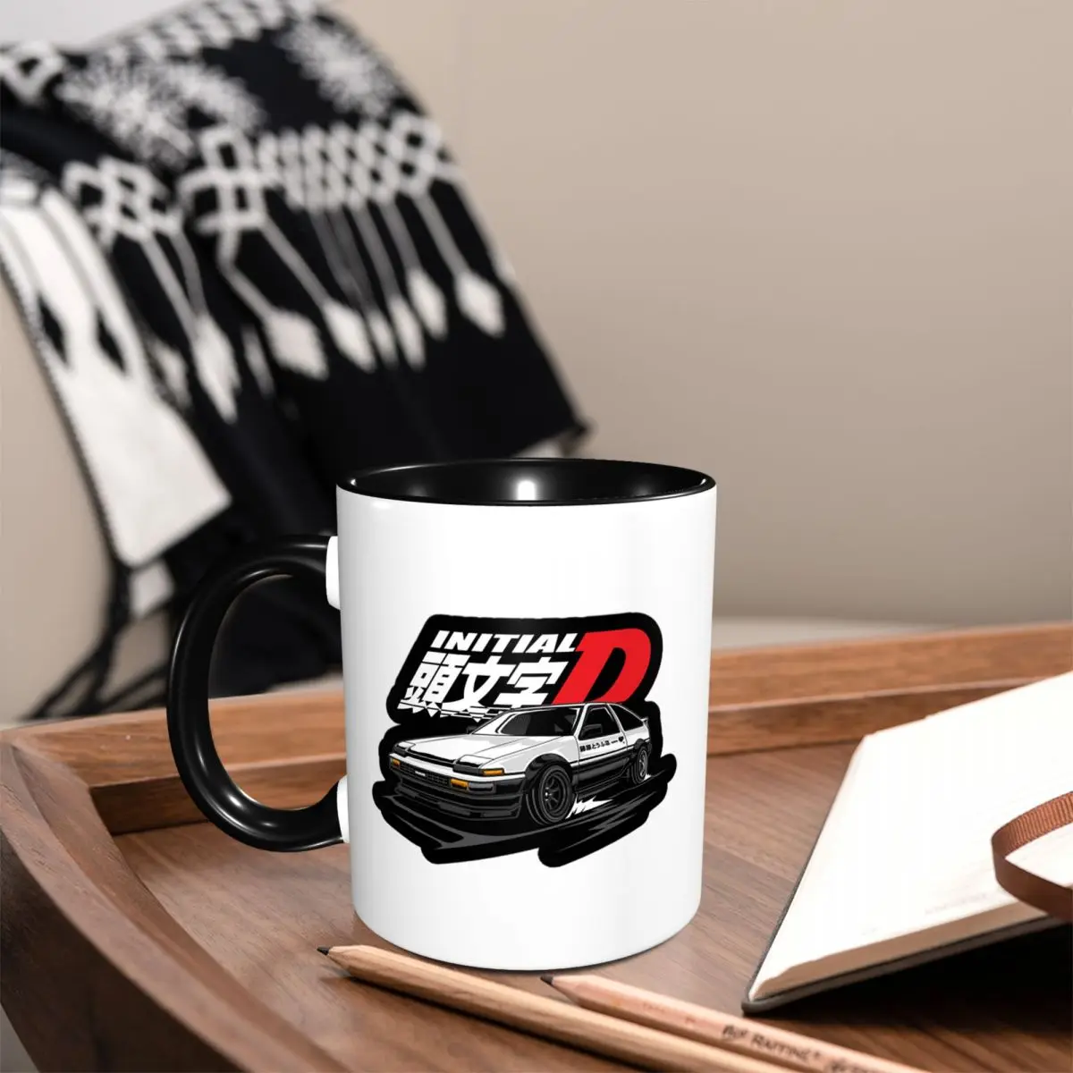 Anime Drift AE86 Initial D Mug Funny Ceramic Coffee Cups Tea Mugs Milk Cup Drinkware Gift for Friends