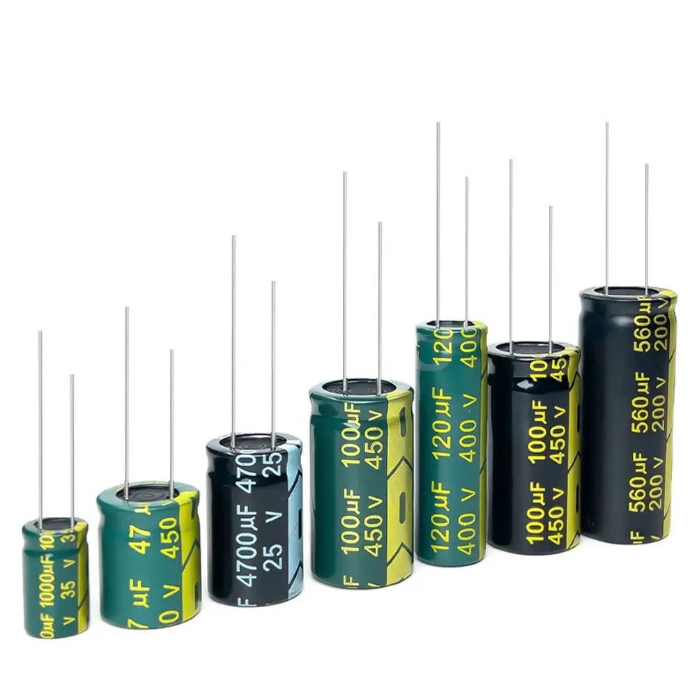Condensateur en aluminium haute fréquence à faible ESR 6V 10V 16V 25V 35V 50V 400V 450V 22UF 100UF 220UF 330UF 470UF 1000UF 1500UF 2200UF ±20%