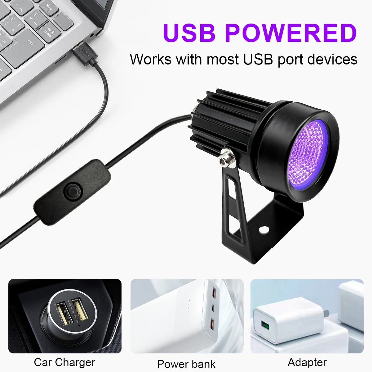 UV Purple Light Spot Light 5V USB Plug UV Projection Light With Clip Clamp Lamp LED Black Light for Glow Party Halloween