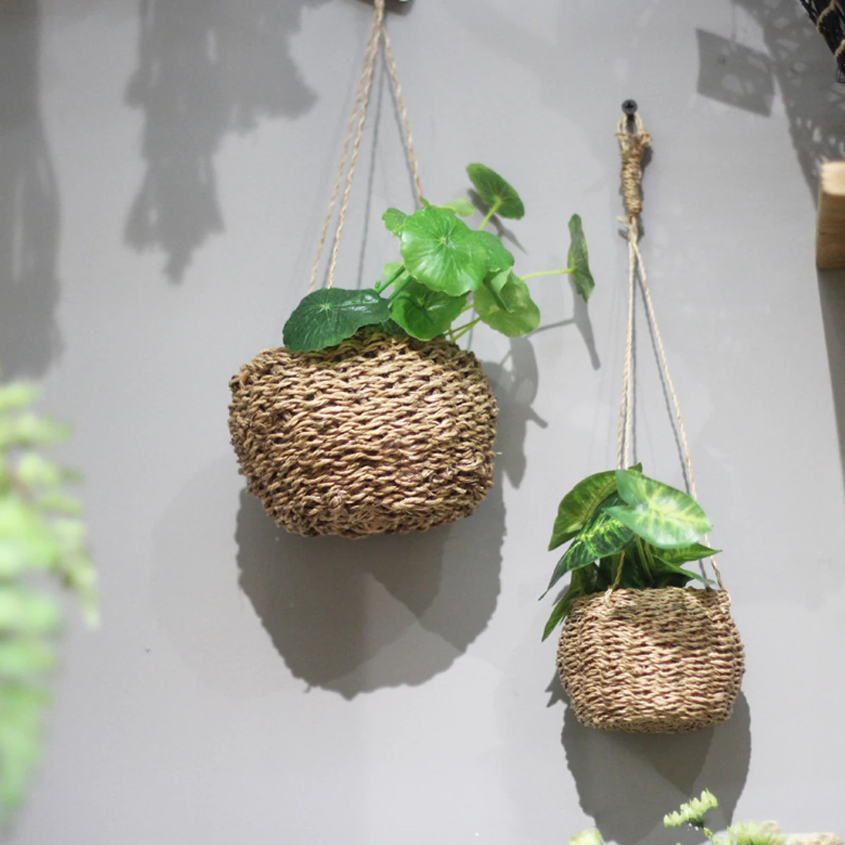 

Hemp Rope Hanging Basket Wicker Macrame Plants Storage Small Bin Premium Material Creative Design Soft Comfortable Wide
