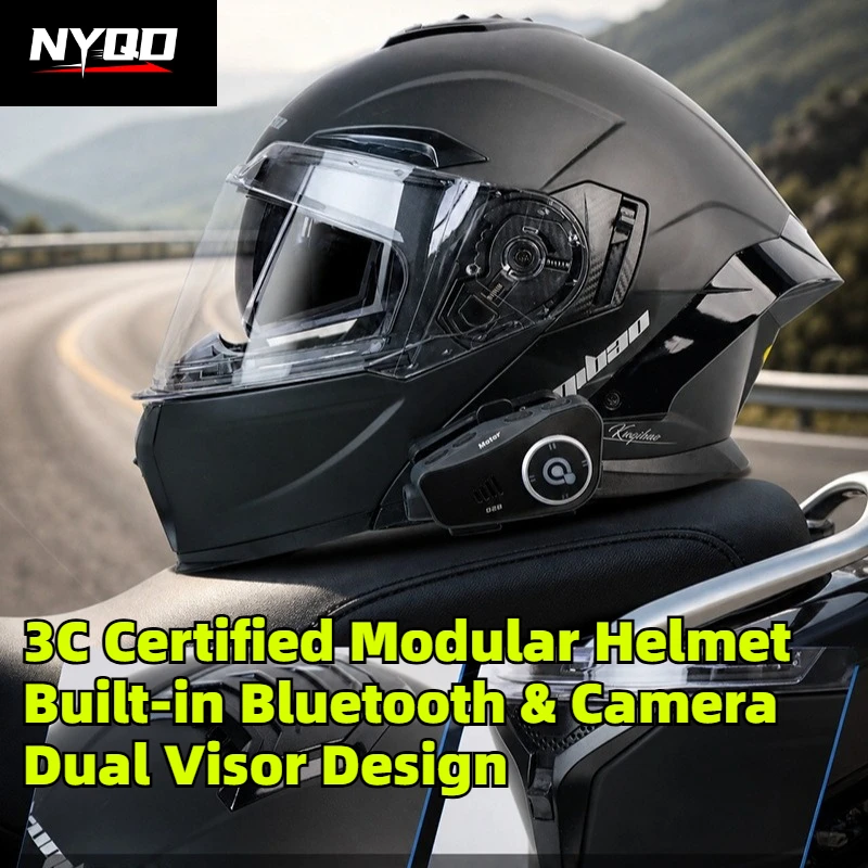Kuqibao 3C Certified Motorcycle Flip-up Helmet with Bluetooth Camera, Dual Visor, Long Battery Life & HD Video casco de moto