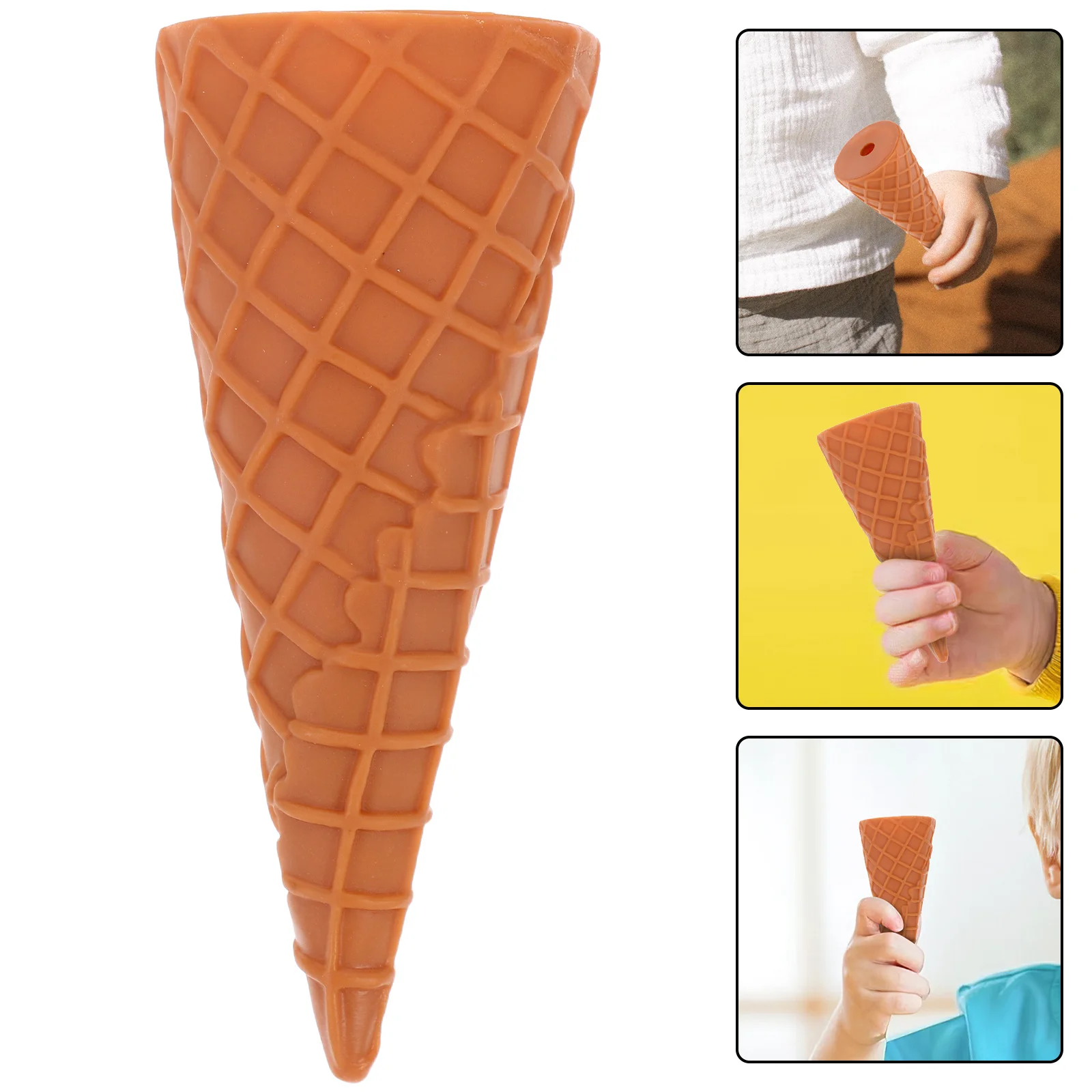 

2pc Sweet Cone Mold Realistic Waffle Cone Durable Ice Cream Prop For Party Decoration Kids Pretend Play Educational Dessert