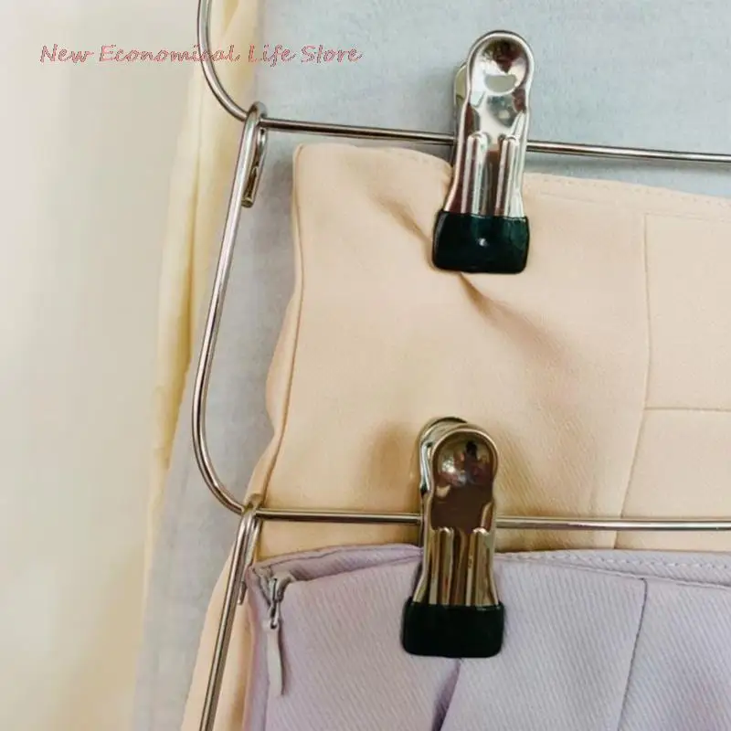 4/6-Tier Skirt Pants Shorts Hangers with Adjustable Clips Space Saving No Slip 12 Clothing Storage Metal Rack