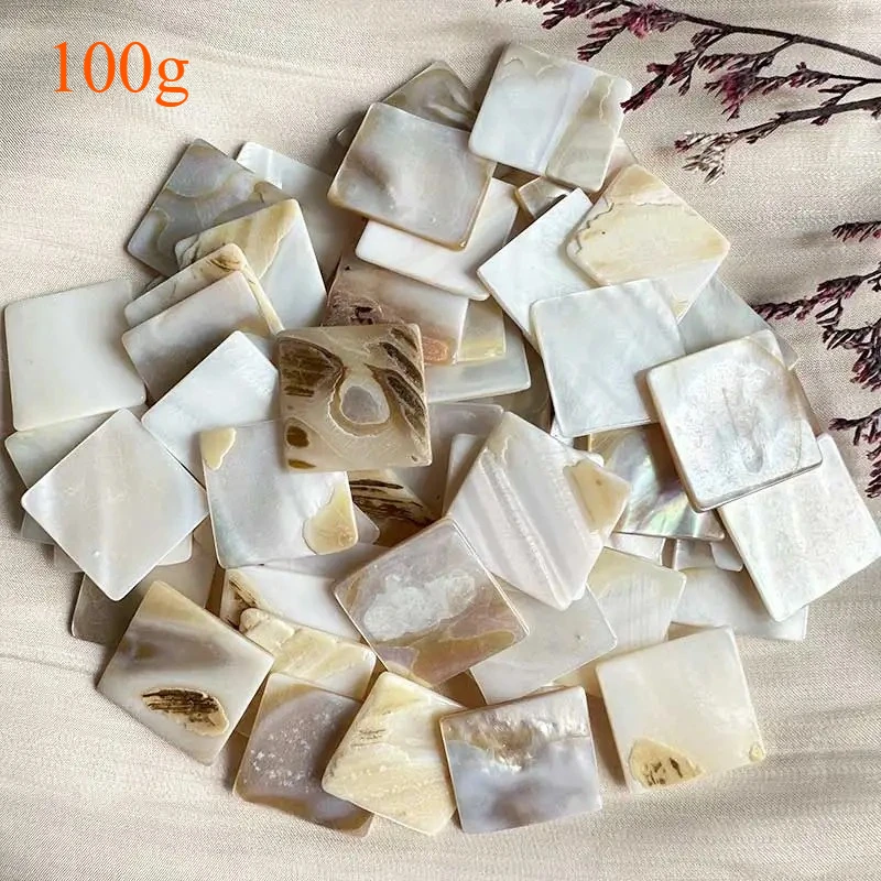 100g Square Mother of Pearl Mosaic Tiles Natural Shell Square Mosaic Pieces for Home Decoration Crafts Materials Hobbies