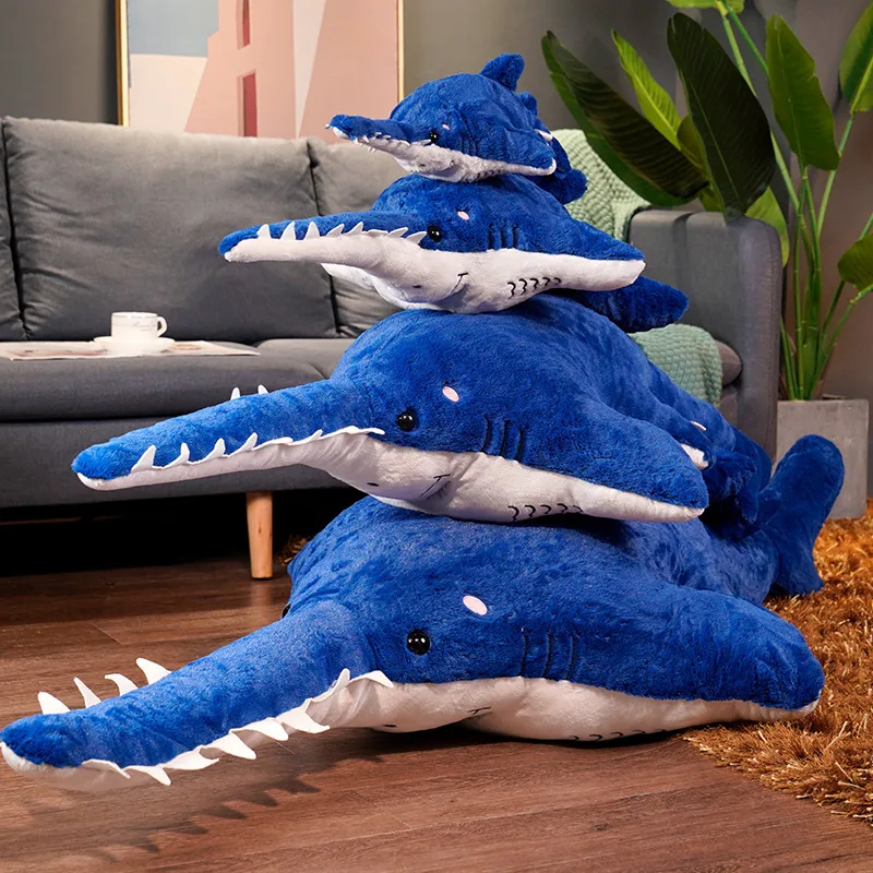 Giant Serrated Shark Soft Plush Toy Birthday Gift Sea Serrated Shark Pillow Sofa Cushion Kids Stuffed Toys Cartoon Home Decor