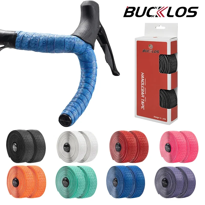 BUCKLOS Road Bike Handlebar Tapes PU Shock Bicycle Handle Bar Tape Road Bike Tapes Anti-Slip Anti-Vibration Wrap Belts Bartape