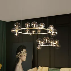 Ring chandelier deco design branching bubbles Suspension Luminaire postmodern lamp For Dinning Room black and gold chandelier