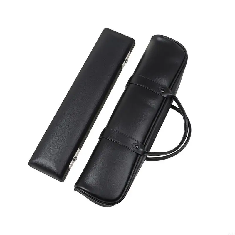 

242F Durable PU Leather Flute for Case Double Handle Flute Carrying Handbag for 16 Holes Flute Black Waterproof Zipper Flute