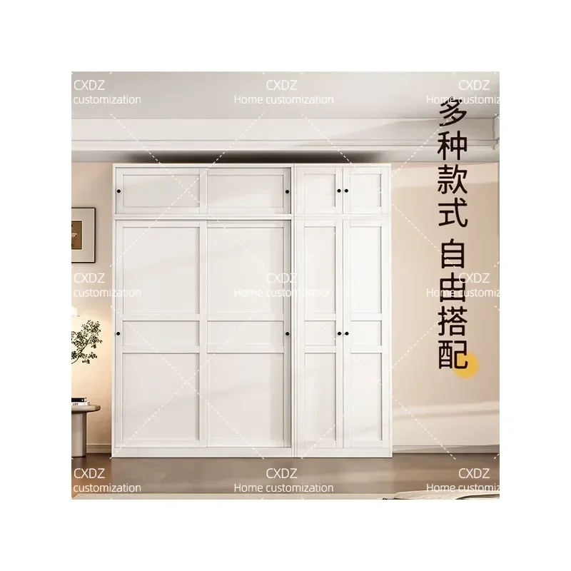 Household Steel Wardrobe Bedroom Wrought Iron Storage Cabinet Large Capacity Metal Locker Formaldehyde Free Profiled